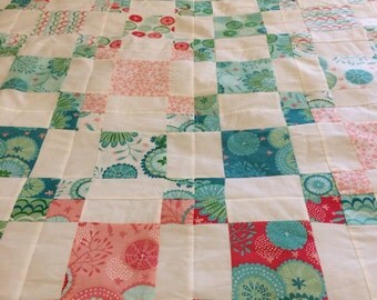 Reduced Coral Queen if the Sea Quilt Top 50x60