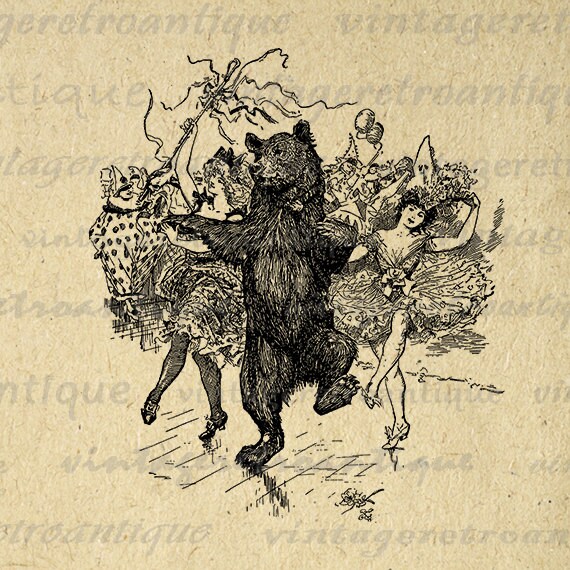Digital Printable Dancing Bear Graphic by VintageRetroAntique