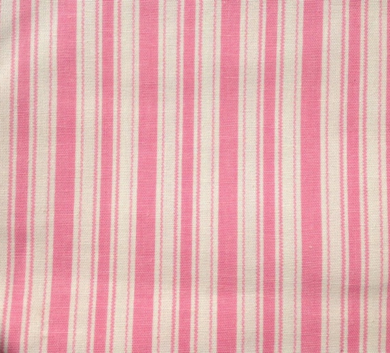Waverly Fabric Pink Ticking Stripe Per Yard by TextilesandThings