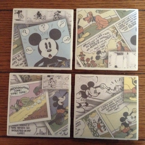 Set of 4 Disney Ceramic Tile Coasters