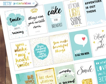 MAMBI Planner stickers, Gold and mint Printable Stickers, quotes stickers, printable stickers, Happy Planner- 427