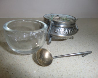 Russian vintage melhior hallmark open salt cellar, used