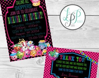 Shopkins Birthday, Shopkins Invitation, Shopkins Party, Shopkins Supplies,Shopkins Invites,Shopkins Thank You,Printable Shopkins Invitations