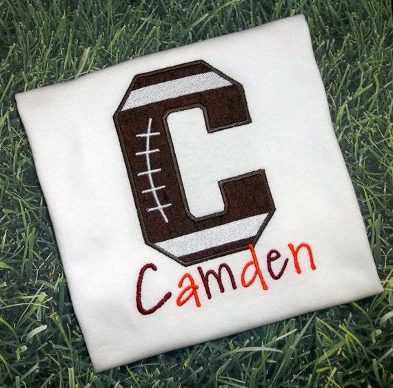 Items similar to Sports Football Monogram Initial Applique Bodysuit or