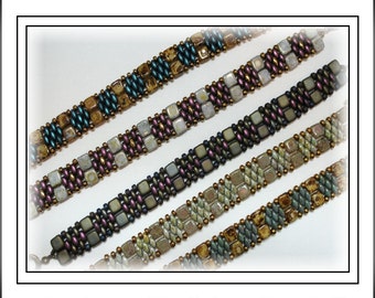 Tutorial ~ Czechmate Tile & SuperDuo Cuff Bracelet by Reggie's Creations ~ Beaded Bracelet Pattern ~ Bead Packs in Listing by SupplyEmporium