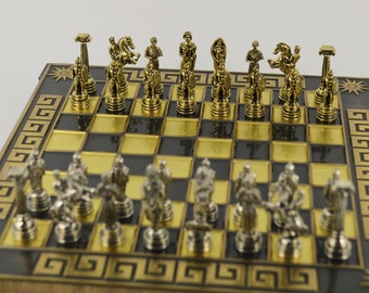 Greek warrior chess set (20X20) / Bronze chess board