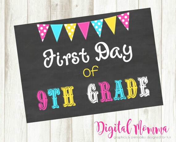 Printable Chalkboard Sign Back To School First Day Of 9th