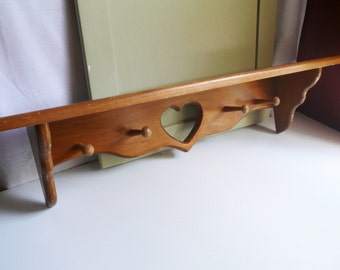 Rustic Handcrafted Wood 36" Shelf, wood shelf, heart shelf, knick knack shelf, display shelf, coat rack