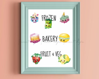 Shopkins Wall Art PRINTABLE Digital Instand Download Frozen Bakery Fruit Veg
