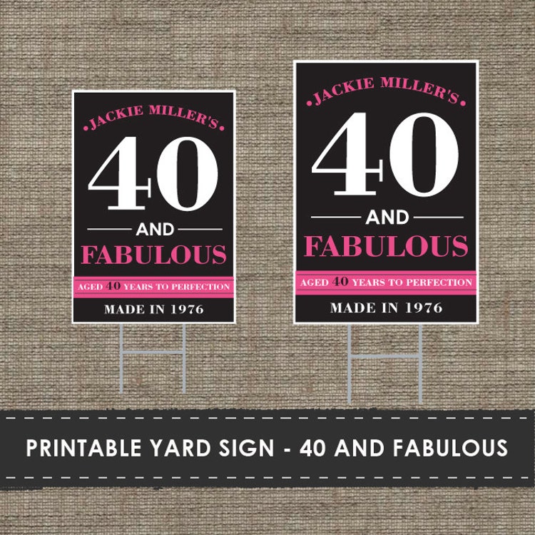 Printable 40th Birthday Yard Sign DIY The by