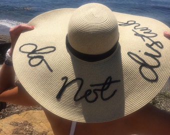Do not disturb sequin script straw hat