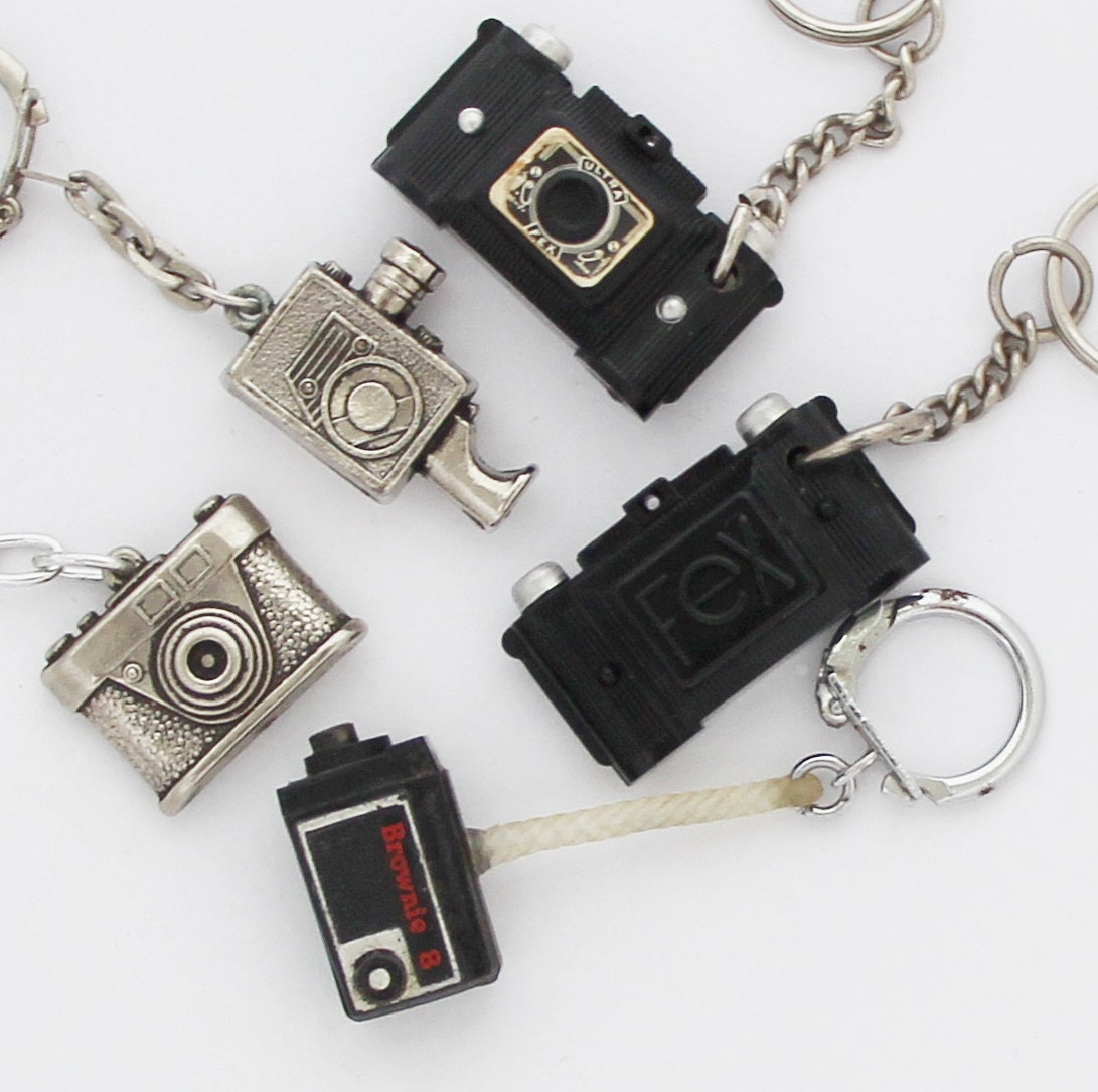 Camera Keychain Fob Lot of 5 Vintage French Keychain / 1960s