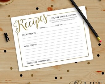 Once upon A Time Bridal Shower Recipe Card Printable DIY No. I274