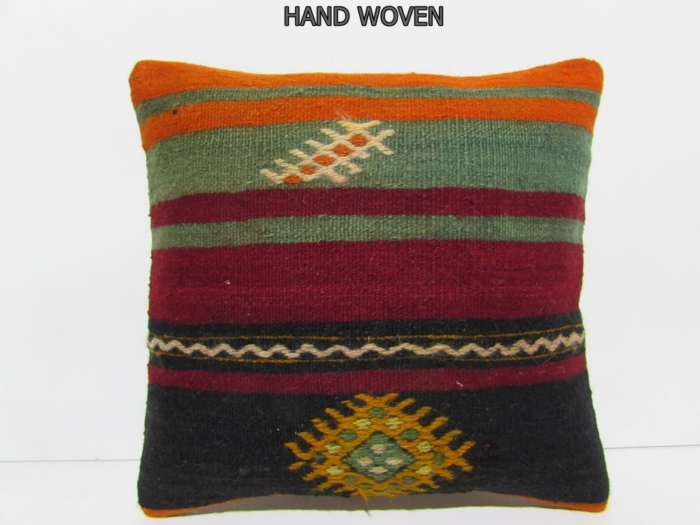 red decorative pillow 16x16 black throw by DECOLICKILIMPILLOWS