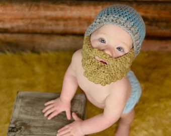 Baby beard hat - Baby Hat with a Beard - Bearded Beanie - Bearded Baby hat - bearded baby - baby photo prop - hat with beard - baby costume