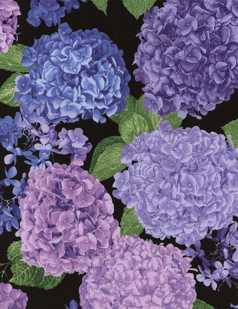 Hydrangeas & Purple Blooms Cotton Fabrics by by CarolinaCottonCo
