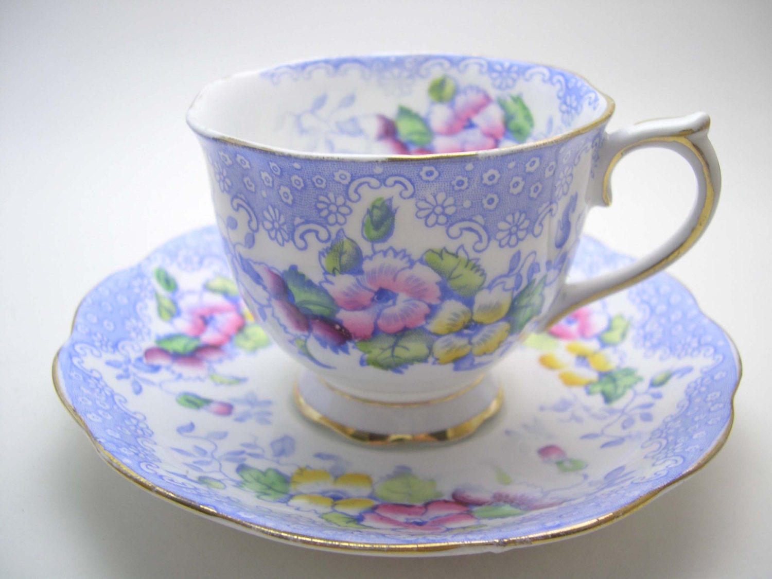 Vintage Royal Albert Blue Tea Cup and Saucer Royal by BeadsbyVince