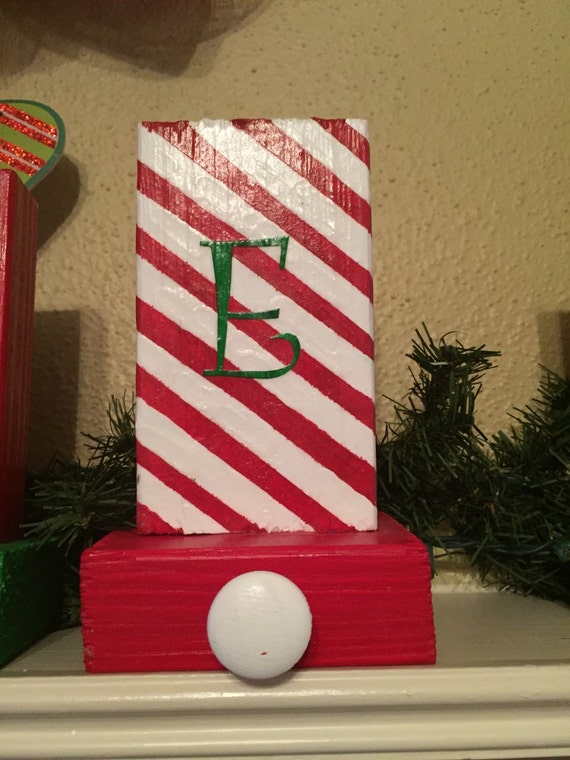Peppermint Stocking Holder with Initial