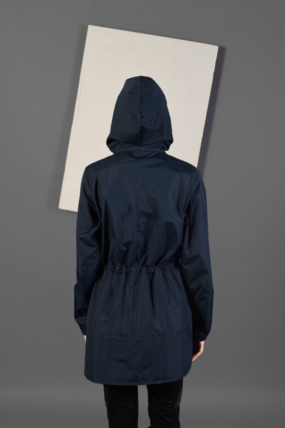 Navy blue raincoat nylon jacket Rain wear rain coat with