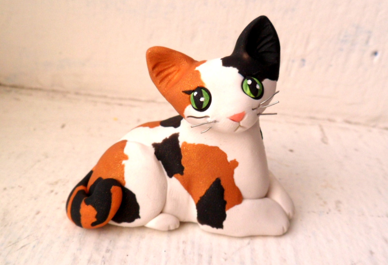 Calico Cat  Sculpture  Polymer Clay  Mini Hand sculpted by Raquel