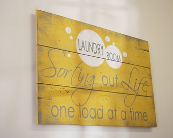Laundry Sign Wood Pallet Sign Laundry Room Decor Wood Sign Shabby Chic Decor Vintage Wood Decor Handpainted Sign Rustic Sign Wall Decor