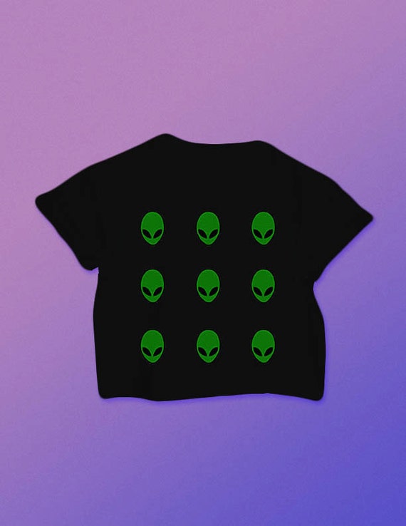 green tie dye alien shirt