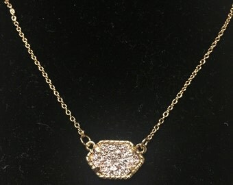 Drusy Rose Necklace in Gold
