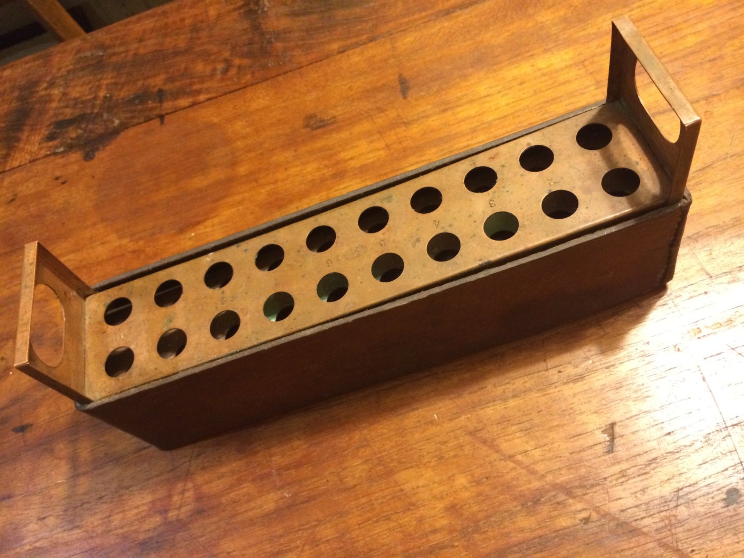 Antique Medical Instrument Test Tube Tray or Glass Vial Tray