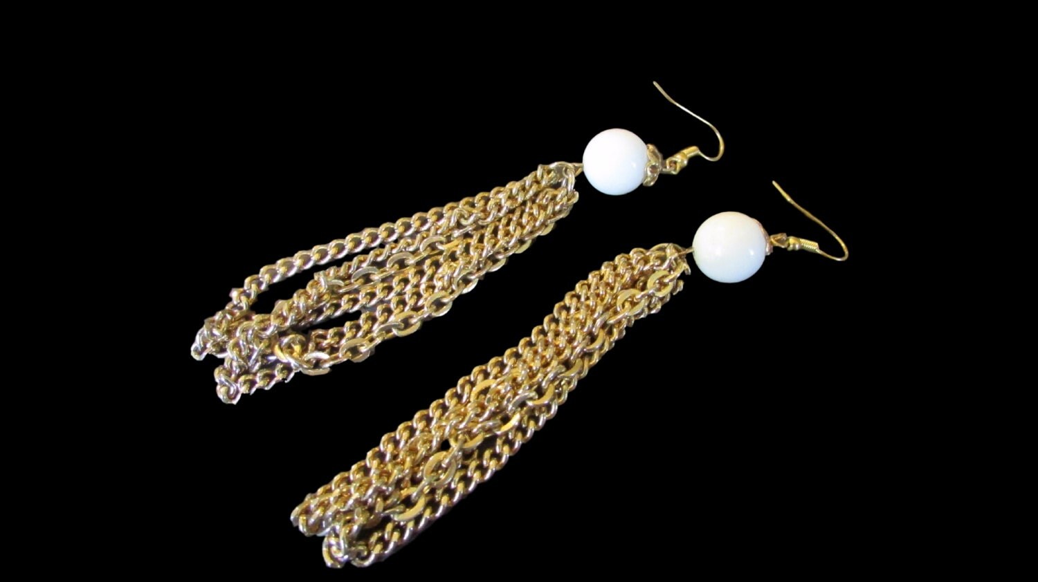 Chain Tassel Earrings Long Dangle Chain by 4RLoveOfOldAndNew