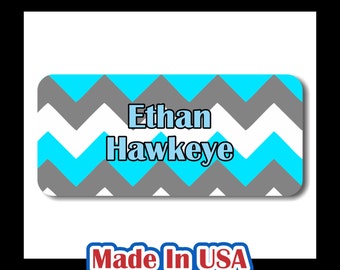 42 Dishwasher Safe & Waterproof Kids Personalized Name Label Stickers with Chevron Stripes Children Baby Bottle Daycare School Sippy Cup