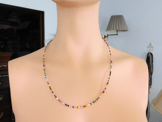 Seed Beads Choker Necklace Hippie Jewelry 17 1/2 Mens