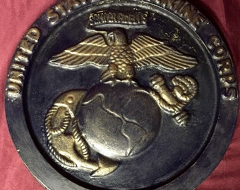 Vintage Military Wall Plaque - Marine Corp - Plaster