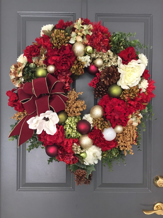 Wreath Christmas Wreath Holiday Front Door Wreath by AndtheBLOOM