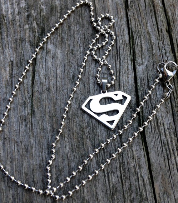 Stainless Steel Superman Necklace Teen Boy Necklace