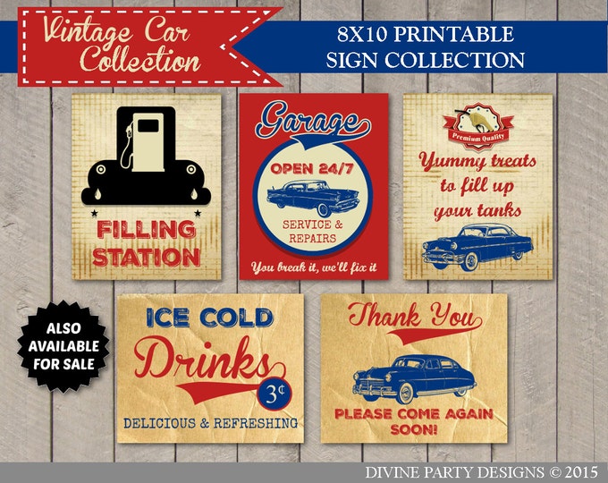 SALE INSTANT DOWNLOAD Vintage Car Party Thank You Hang Tags / Printable Diy / Retro / Classic / Vintage Car Collection / Item #1404