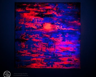 Fluorescent Abstract Acrylic Painting Modern Art Multicoloured Contemporary Wall Art Painting on canvas textured painting large square