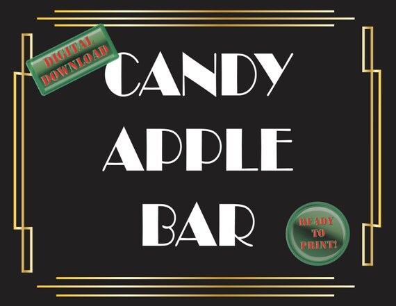 Candy Apple Bar Sign Art Deco Food Table Sign Roaring 20s Candy Apple Bar Sign Art Deco Food Table Sign Roaring 20s