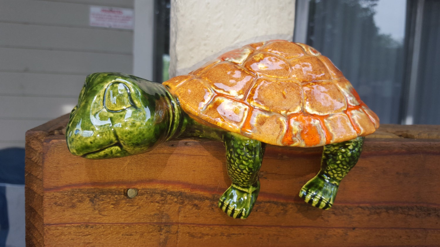 Ledge Turtle Tortoise Garden Decor Yard Art Hand-painted