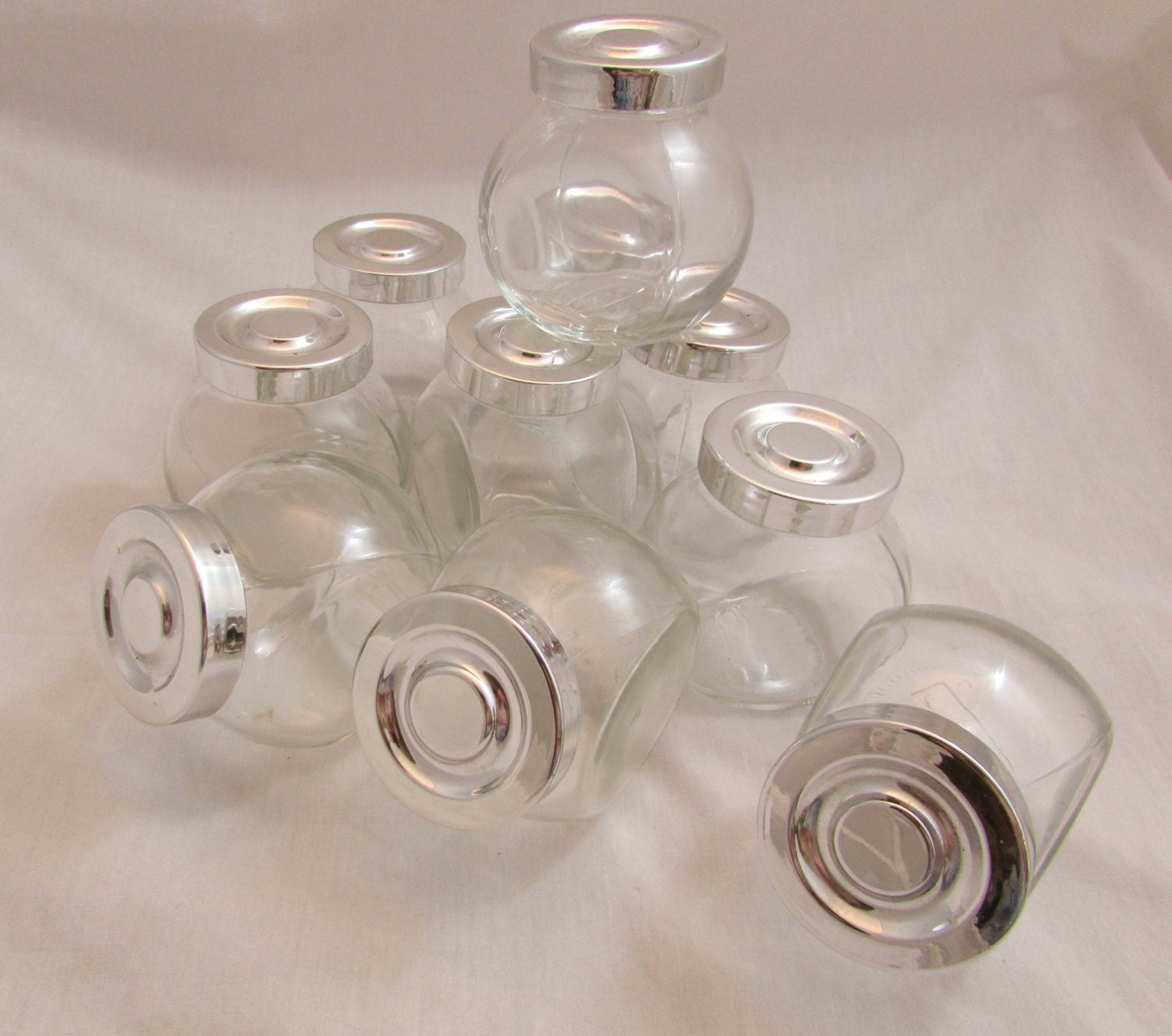 Craft Supply Ten Round Glass Spice Jars or by GrannyBeansBoutique