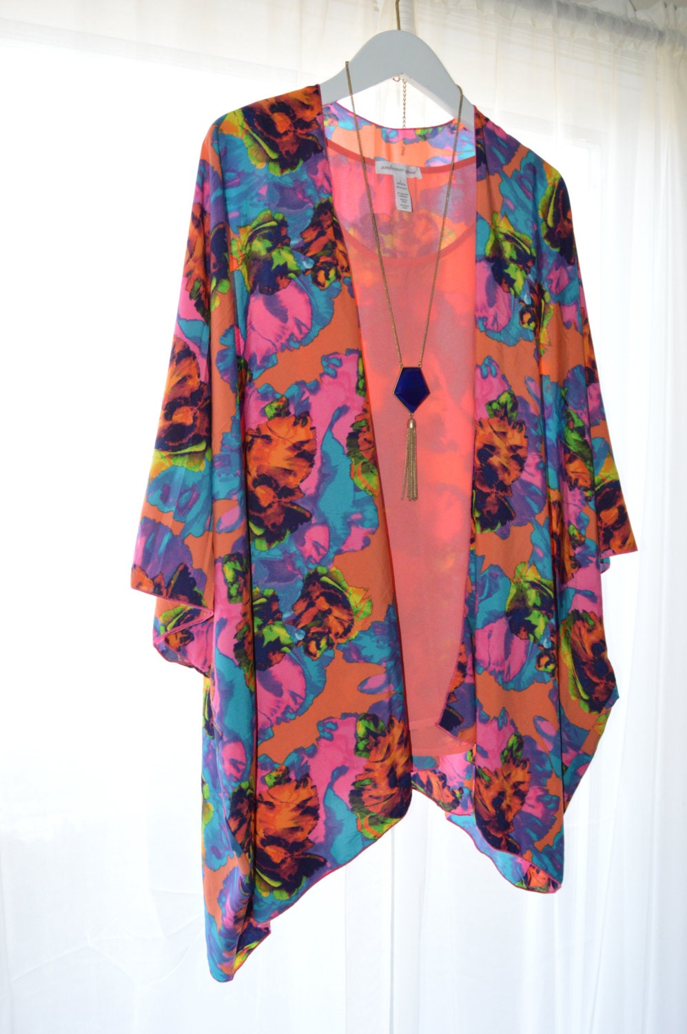 Neon Kimono Cardigan / Modern Kimono Jacket / Colorful