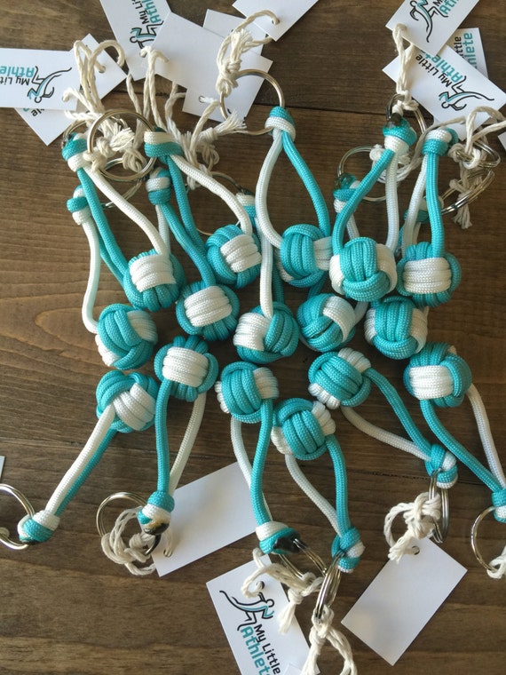 Teal Volleyball Keychain Paracord Monkey Knot