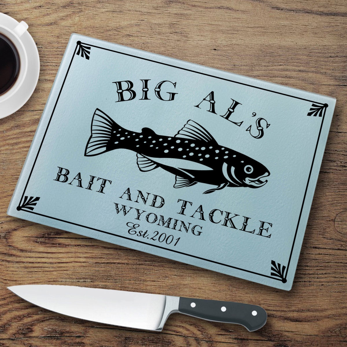 Personalized Glass Cutting Board Lake Or Cabin House Cutting