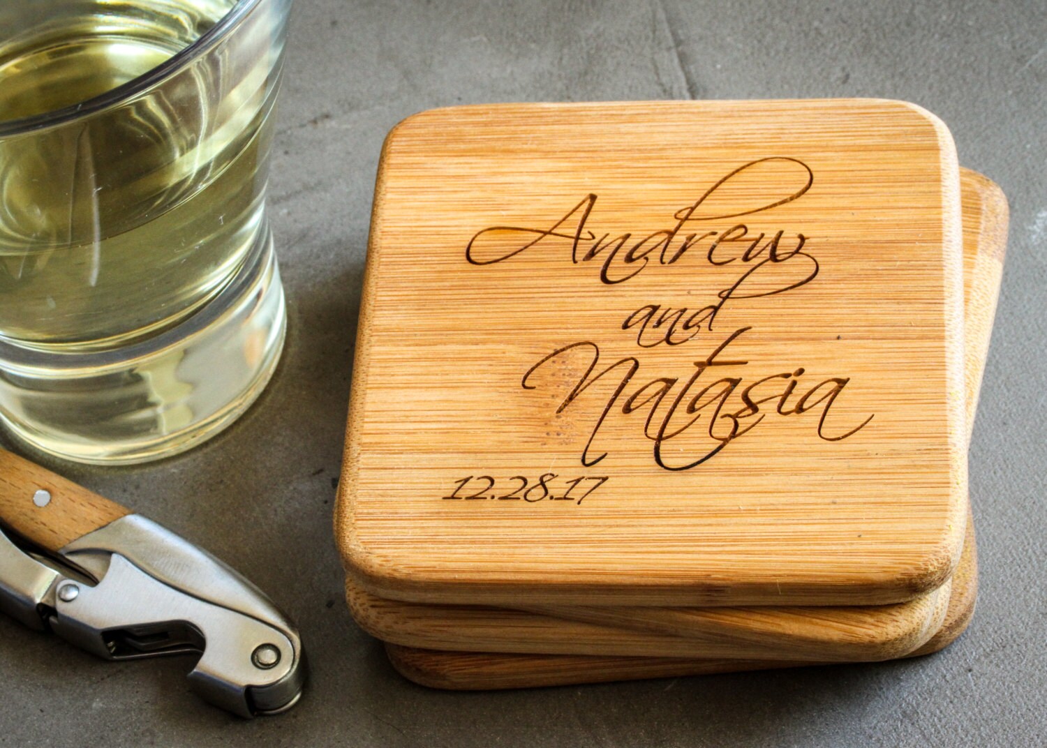 Custom Coaster Set Personalized Coasters Custom Bamboo
