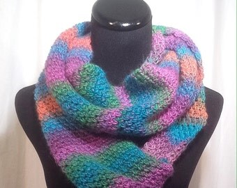 Tahitian Sparkle Stripe Crochet Scarf