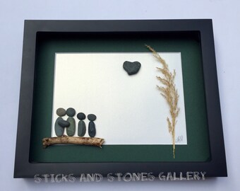Pebble Art Family Design, Custom Family Gift, Pebble Art Family, Family Pebble Art Gift, Family of Four Art, Stone Art Family Gift, Abstract