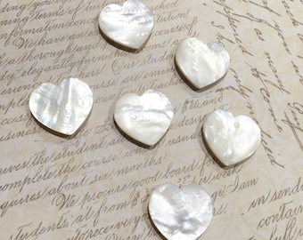 Antique MOP - Mother of Pearl Heart Shaped Buttons - Individually priced
