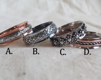 Silver Spinner Ring. Patterned Spinner. Fidget Ring. Meditation Ring. Worry Ring. Flower Ring. Copper Spinner Ring. Silver Spinner Ring
