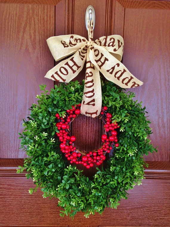 Berry and Boxwood Christmas Wreath