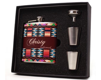 Drinking Flask, Set of 8, Personalized Flasks for Women, Bridesmaid Gifts, Maid of Honor Gift