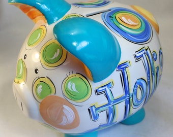 Piggy Bank for boys, Ceramic Piggy Bank, Personalized Piggy Bank
